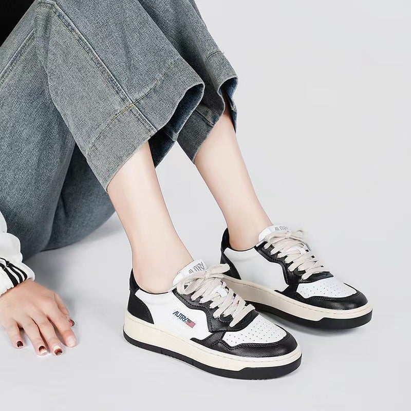 Autry ~ Genuine Leather White Shoes Women'S Color Matching Casual Board Shoes Men'S Ins Fashion All-Match Trendy Women'S Shoes Lace-Up Sports Style - Image 3