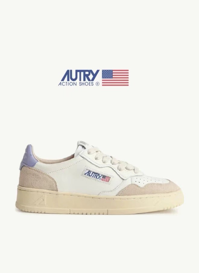 Autry ~ Genuine Leather White Shoes Women'S Color Matching Casual Board Shoes Men'S Ins Fashion All-Match Trendy Women'S Shoes Lace-Up Sports Style - Image 1