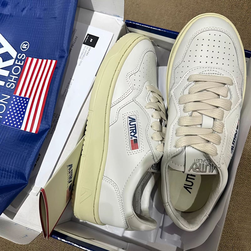 Autry ~ Genuine Leather White Shoes Women'S Color Matching Casual Board Shoes Men'S Ins Fashion All-Match Trendy Women'S Shoes Lace-Up Sports Style - Image 2