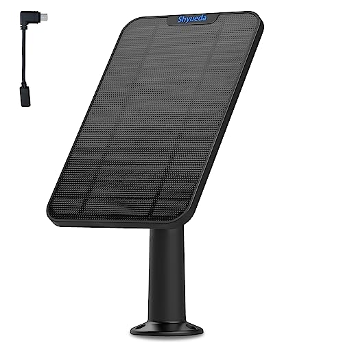 Shyueda Solar Panel Compatible with Eufycam 3/3C/2C/2C Pro/2/2 Pro/E20/E40/E/S40/S220/L40/L20, with 13.1ft Waterproof Charging Cable, IP65 Weatherproof,Includes Micro USB to Type-c Adapter - Image 1