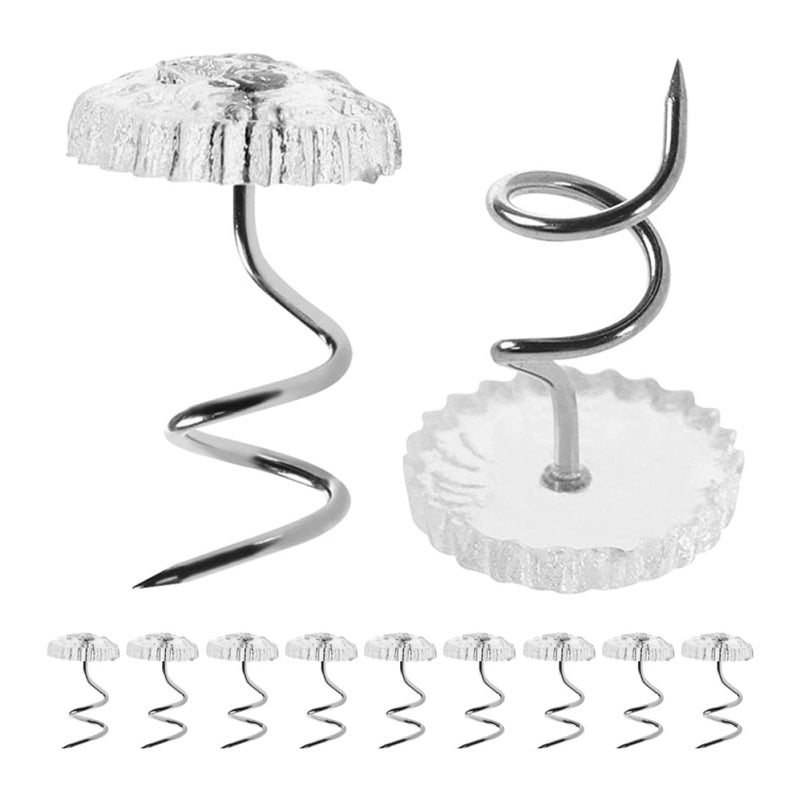 Stainless Steel Upholstery Pins 100 Pcs Spiral Tacks for Furniture Slipcovers Bedding Sofa Nails - Image 2