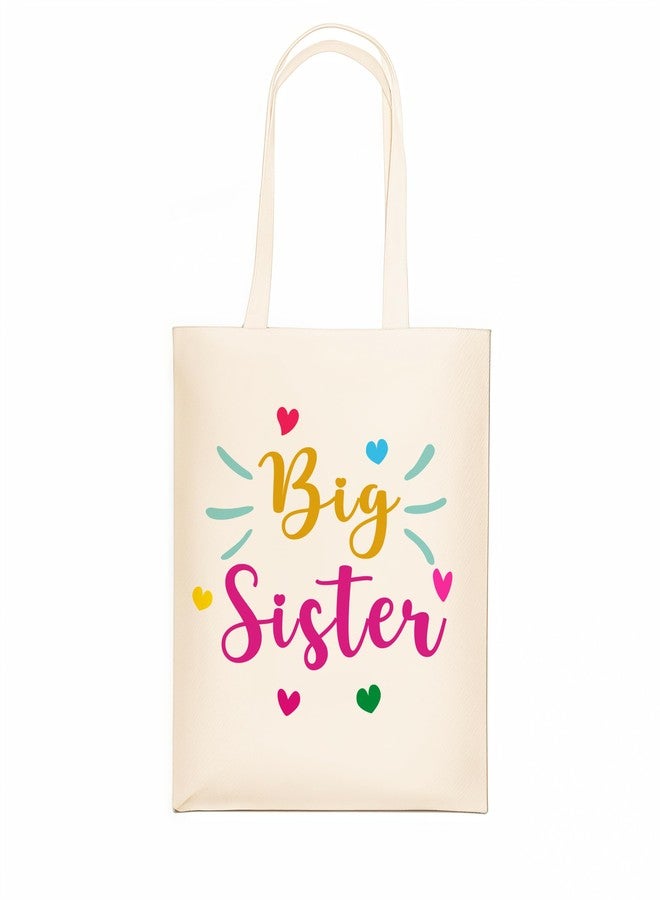 Odebyata Big Sister Gift Tote Bag, Funny Canvas Shoulder Grocery Big Sister Tote Bag for Girl Gifts Daughter Woman Camping Book Beach Bags - Image 1