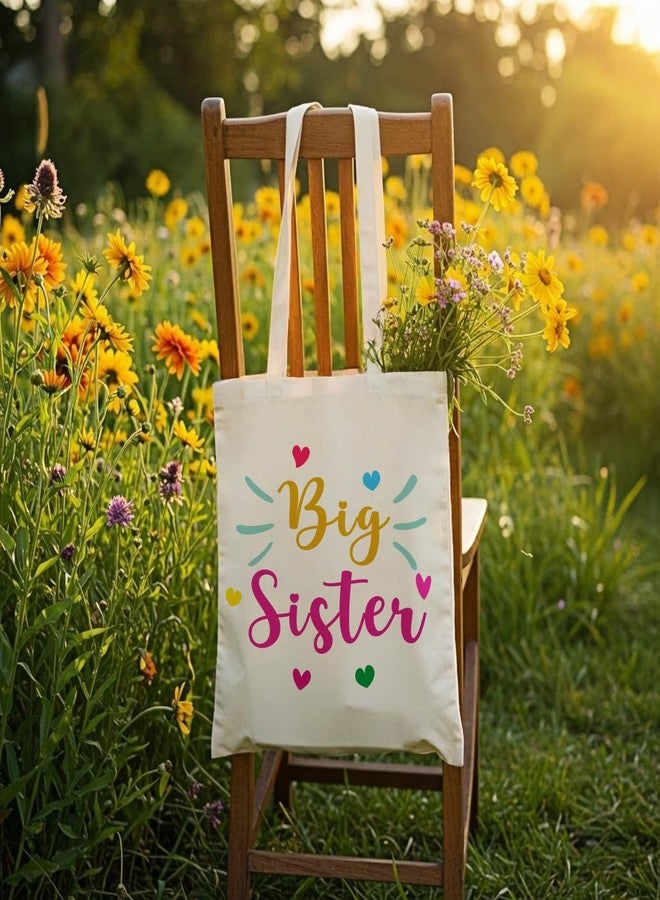 Odebyata Big Sister Gift Tote Bag, Funny Canvas Shoulder Grocery Big Sister Tote Bag for Girl Gifts Daughter Woman Camping Book Beach Bags - Image 3