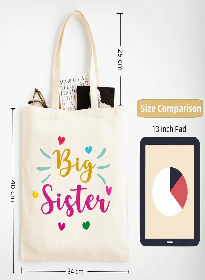 Odebyata Big Sister Gift Tote Bag, Funny Canvas Shoulder Grocery Big Sister Tote Bag for Girl Gifts Daughter Woman Camping Book Beach Bags - Image 4
