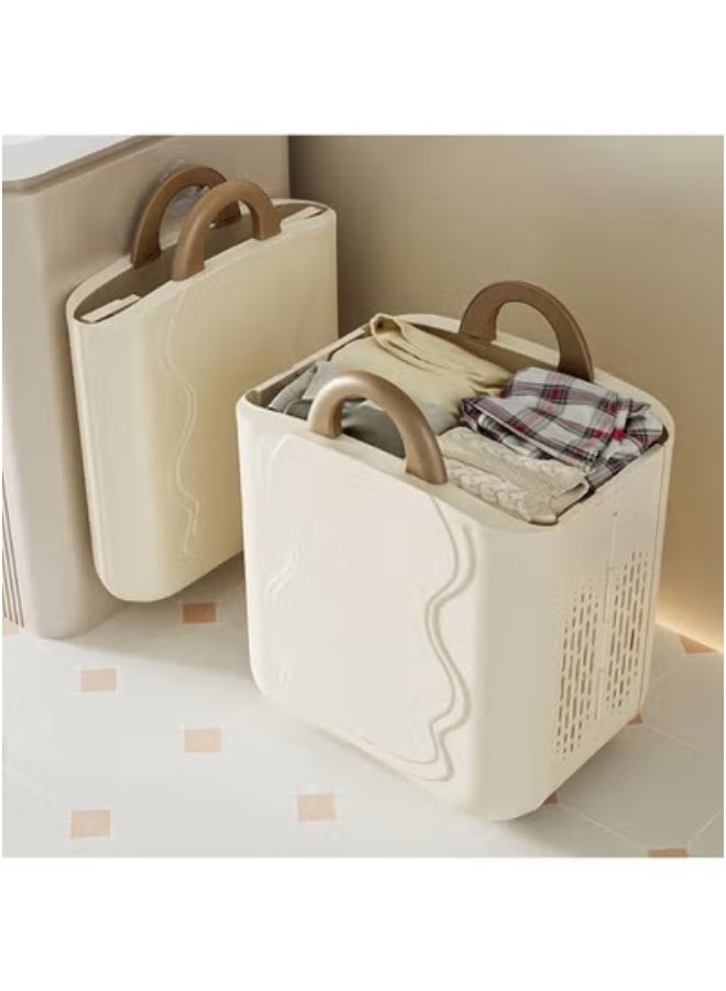 OLUDENIZ UNEDO 40L Foldable Laundry Basket with Handles – Wall-Mounted Slim Design, Large Capacity Clothes Organizer for Bathroom & Bedroom**  - Image 2