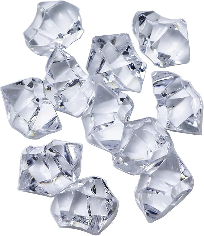 EesTeck Decorative Acrylic Ice Crystals, 120 Pieces Clear Acrylic Crystal Rocks, 11 * 14 mm Geometric Shapes Artificial Ice Table Scatter, Fake Crushed Ice Acrylic Vase Fillers Party Decorations - Image 1