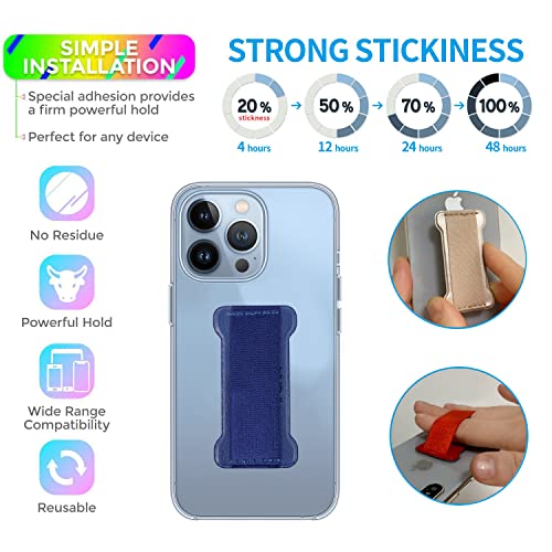 WUOJI Phone Grip Holder for Hand, Universal Finger Strap Phone Holder, Finger Selfie Grip Compatible with Most Smartphones (Blue) - 2Pack - Image 2