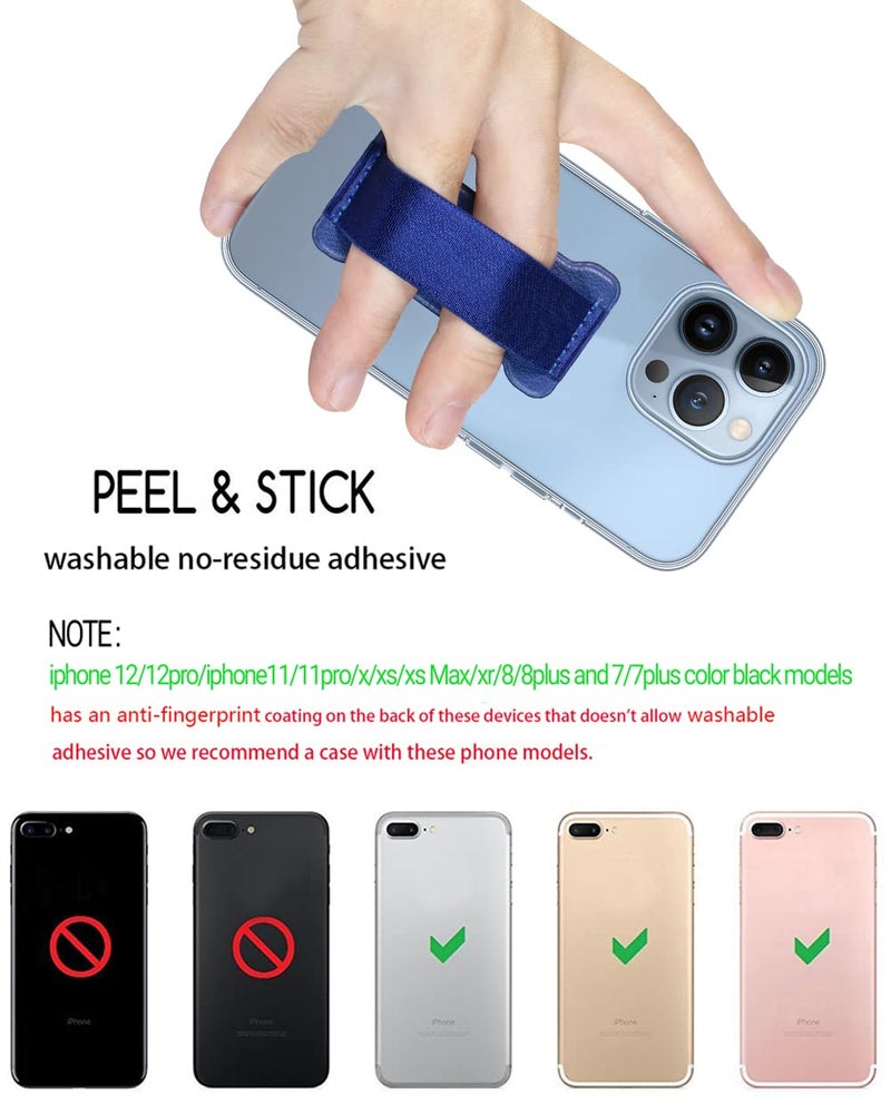 WUOJI Phone Grip Holder for Hand, Universal Finger Strap Phone Holder, Finger Selfie Grip Compatible with Most Smartphones (Blue) - 2Pack - Image 3