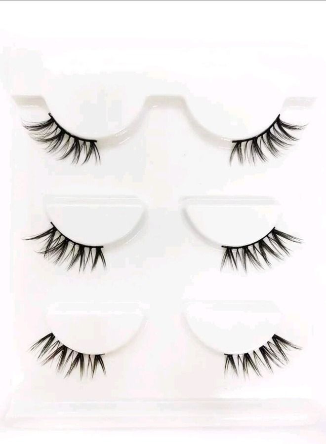 روزي لاشيز 3 أزواج من الرموش المفرقة رموش لطرف العين بخط جفن شفاف مريحة للاستخدام عدة مرات - Image 2