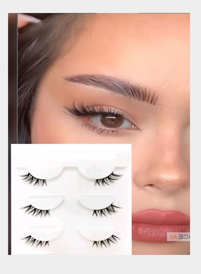 روزي لاشيز 3 أزواج من الرموش المفرقة رموش لطرف العين بخط جفن شفاف مريحة للاستخدام عدة مرات - Image 1