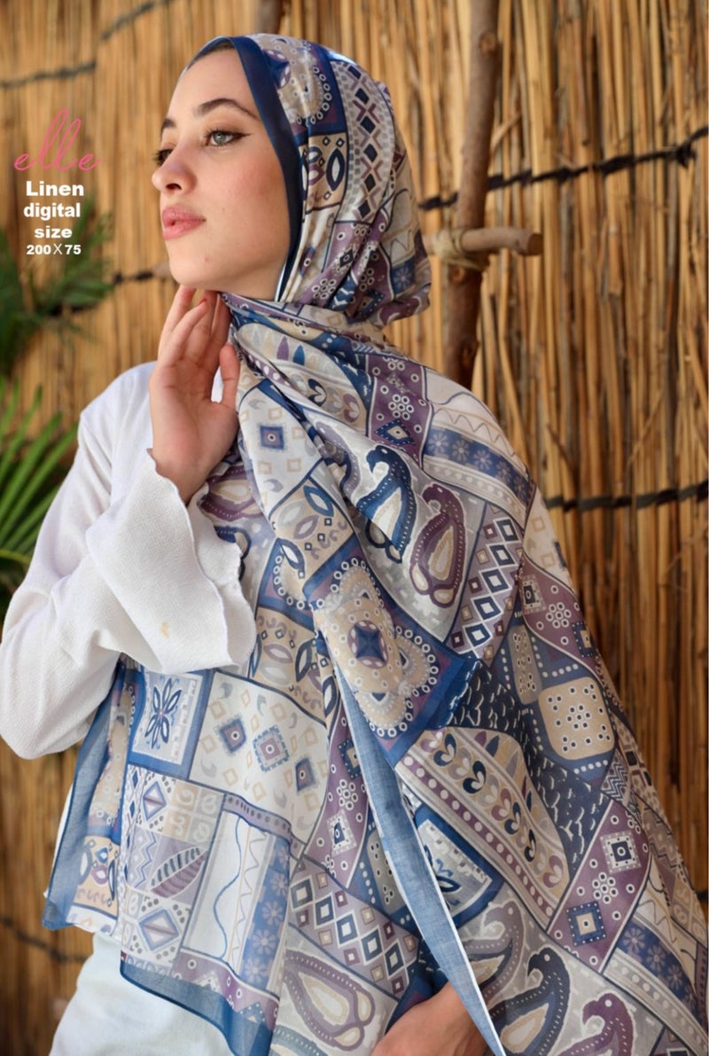 Luxury Linen Islamic Hijab Scarf for Women – Elegant Design for Daily Wear & Special Occasions – Size 200 × 75 cm
