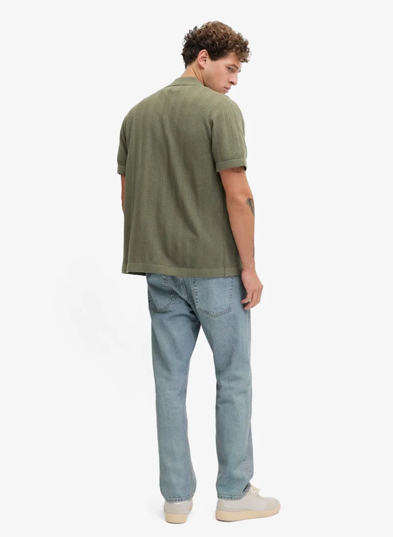 جاي جاي ريبل قميص منتجع بأكمام قصيرة بقصة ضيقة كاجوال