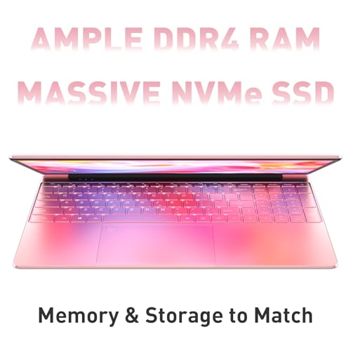 Auusda Business Laptop Computer for Work, Notebook PC for College Students, 15.6" FHD Display, 4-Core Processor, Backlit Keyboard, Fingerprint ID, Up to 10TB Storage, 32GB DDR4 RAM, 1TB NVMe, Pink - Image 3