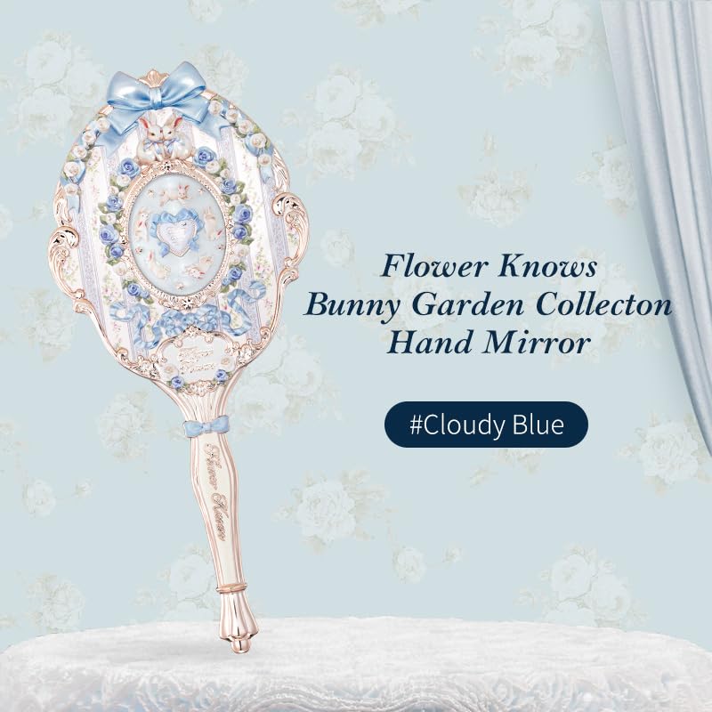Flower Knows Bunny Garden Collection Hand Mirror,Vintage Portable Handheld Mirror,Fancy & Pretty Princess Mirror with Long Handle,Gift for Girls(Cloudy Blue) - Image 3