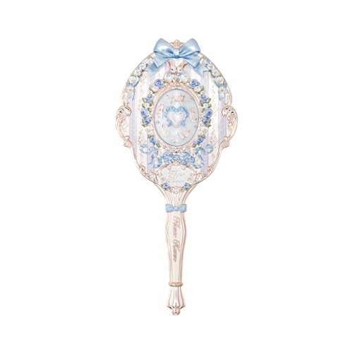 Flower Knows Bunny Garden Collection Hand Mirror,Vintage Portable Handheld Mirror,Fancy & Pretty Princess Mirror with Long Handle,Gift for Girls(Cloudy Blue) - Image 1