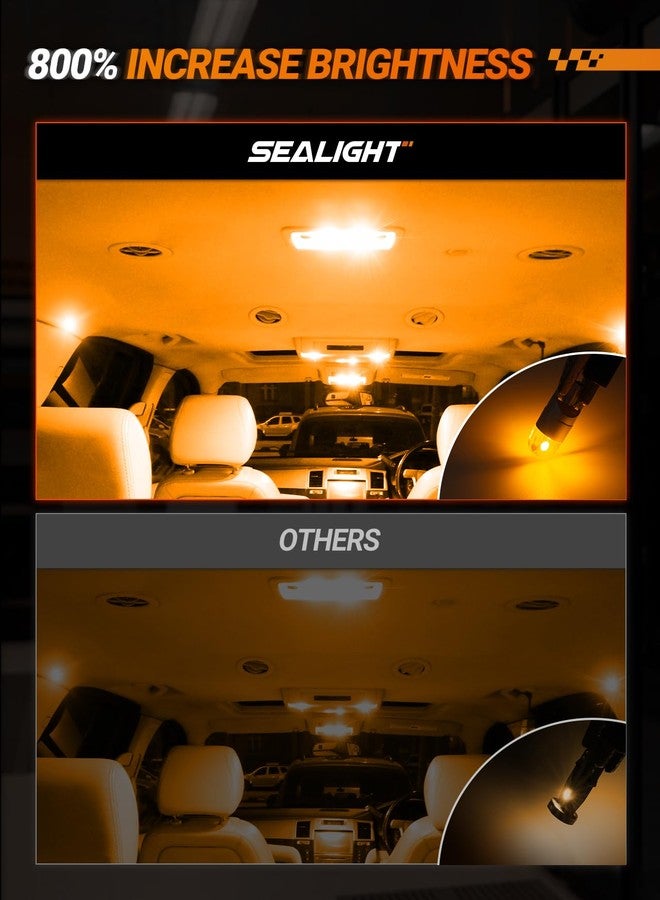 SEALIGHT 194 LED Bulbs 2700K Amber, 168 2825 T10 W5W 3030 Bright LED Chips, Dome Light, Map Light, Door Light, Courtesy Light, License Plate Light, Pack of 10… - Image 2