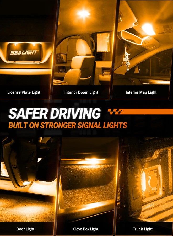 SEALIGHT 194 LED Bulbs 2700K Amber, 168 2825 T10 W5W 3030 Bright LED Chips, Dome Light, Map Light, Door Light, Courtesy Light, License Plate Light, Pack of 10… - Image 3