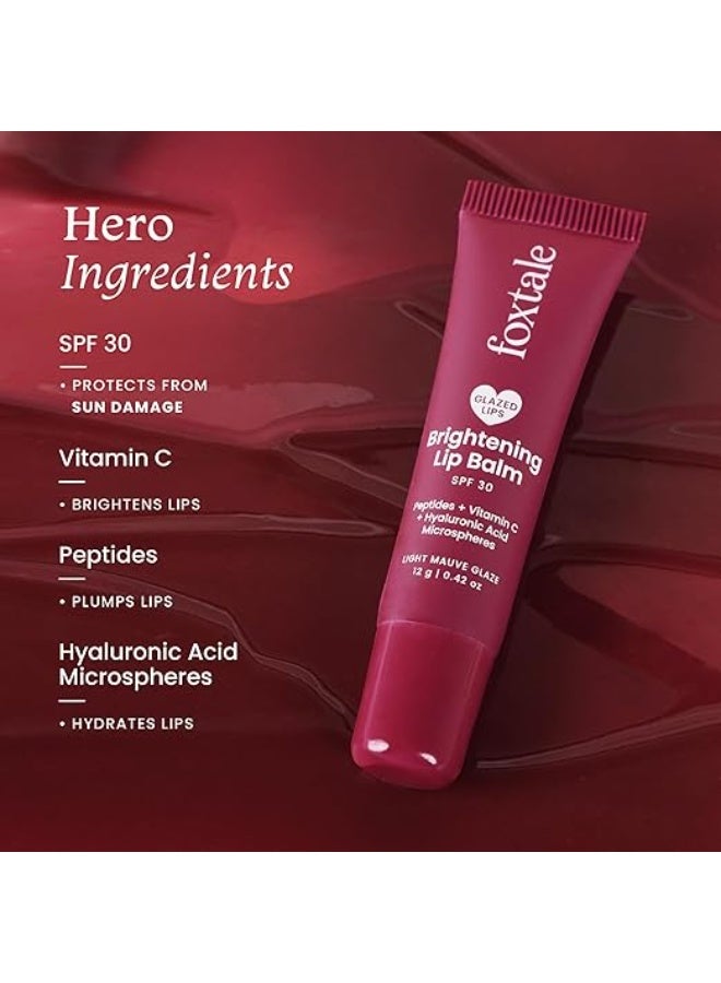 foxtale SPF 30 Brightening Lip Balm for Dark Lips with Peptides & Vitamin C | Prevents Pigmentation | Brightens & Hydrates Lips | Tinted Lip Balm -Light Mauve Glaze 12gm - Image 2