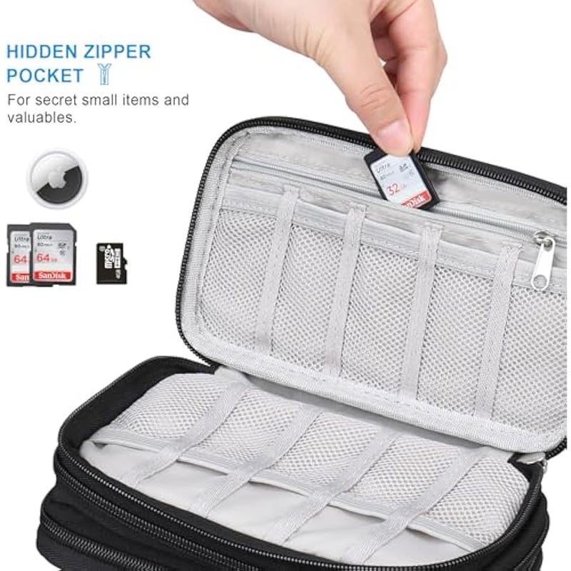 USB Flash Drive Case with Labels, USB Case Organizer Thumb Drive Holder Portable Storage Bag Large Capacity for SanDisk/Samsung Flash Drives Jump Drive Memory Stick, SD Card, Cable, Black - Image 3