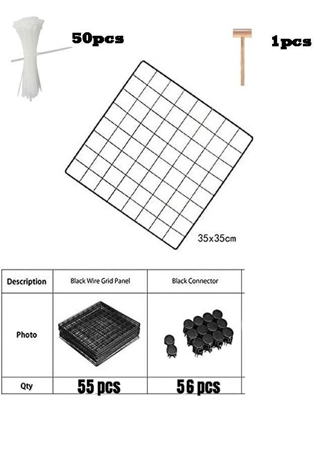 Bookcase Cube Modular Storage Shelves, Modern Simple Combination Bookshelf,Multi-Use DIY Wire Grids Folding Storage Organizer for Books, Toys, Clothes, Tools,Black