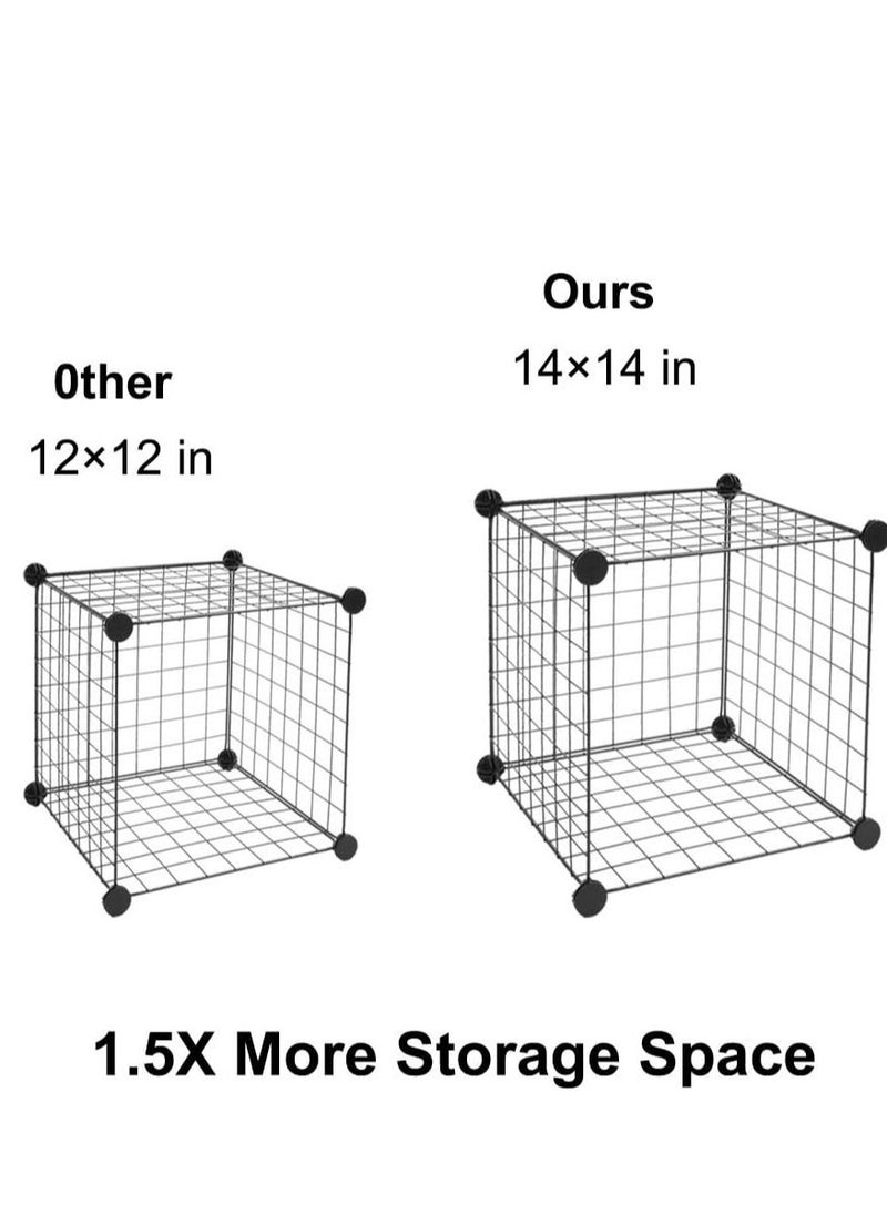 Bookcase Cube Modular Storage Shelves, Modern Simple Combination Bookshelf,Multi-Use DIY Wire Grids Folding Storage Organizer for Books, Toys, Clothes, Tools,Black