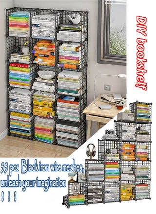 Bookcase Cube Modular Storage Shelves, Modern Simple Combination Bookshelf,Multi-Use DIY Wire Grids Folding Storage Organizer for Books, Toys, Clothes, Tools,Black - pzsku/Z2DC29D4F8AF5C85B633DZ/45/_/1685061831/e5e89e23-9819-4f9b-bb3a-5712bcc315b6