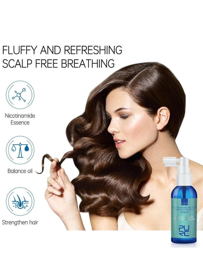 PURC - 60ml Scalp Treatment Essence Spray Activating Scalp Treatment Essence Spray for Relieve Nourish Scalp and Hair Growth Improve Itchy Dry Scalp Biotin Strengthening Hair Root Serum - Image 1
