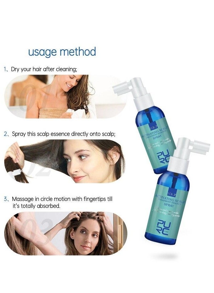 PURC - 60ml Scalp Treatment Essence Spray Activating Scalp Treatment Essence Spray for Relieve Nourish Scalp and Hair Growth Improve Itchy Dry Scalp Biotin Strengthening Hair Root Serum - Image 1