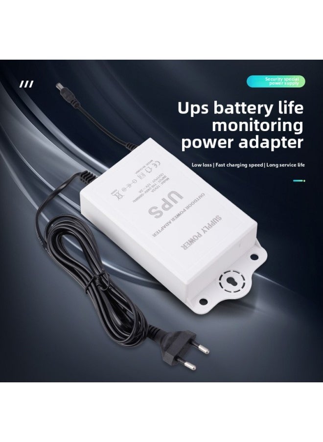 12V2A Surveillance Camera Power Adapter Rainproof Lightning Protection UPS Uninterruptible Endurance Power Adapter Wholesale-Color:Us Regulations-Specifications:Power Adapter