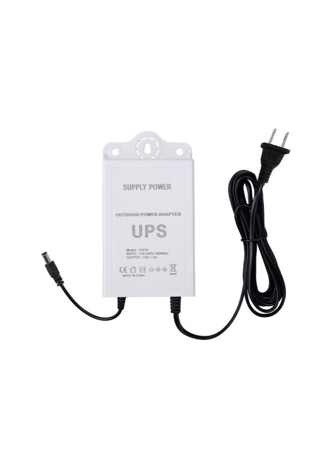 12V2A Surveillance Camera Power Adapter Rainproof Lightning Protection UPS Uninterruptible Endurance Power Adapter Wholesale-Color:Us Regulations-Specifications:Power Adapter