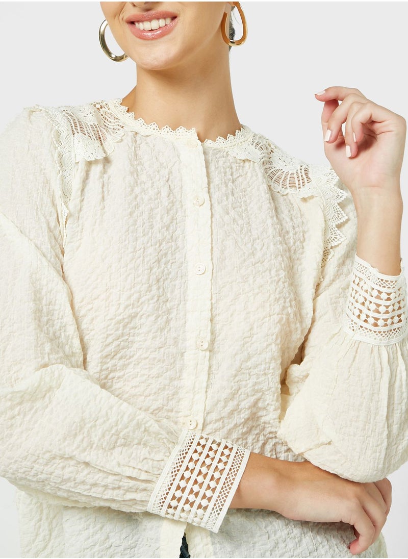 ELLA - Textured Button Down Top - Image 1