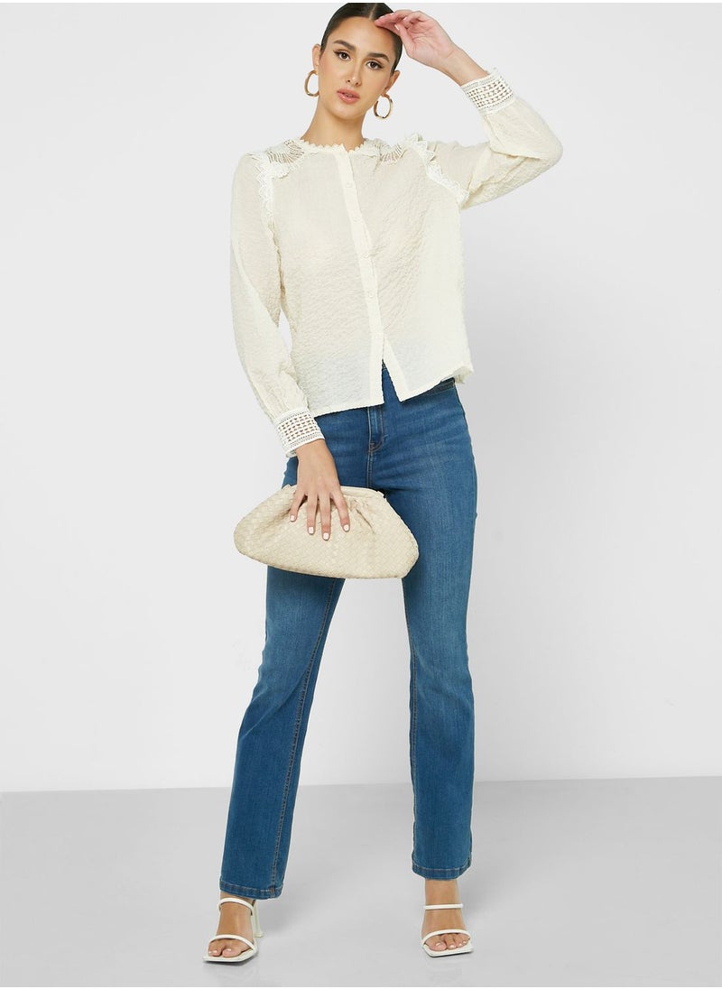 ELLA - Textured Button Down Top - Image 1