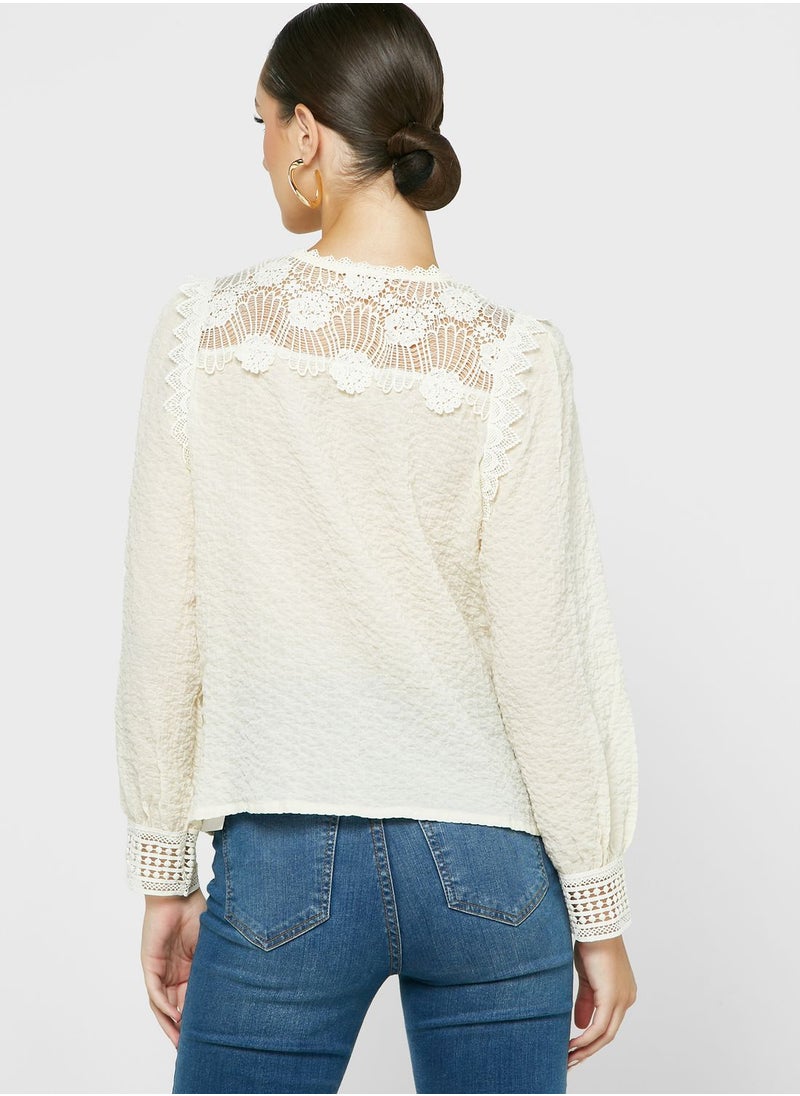 ELLA - Textured Button Down Top - Image 1