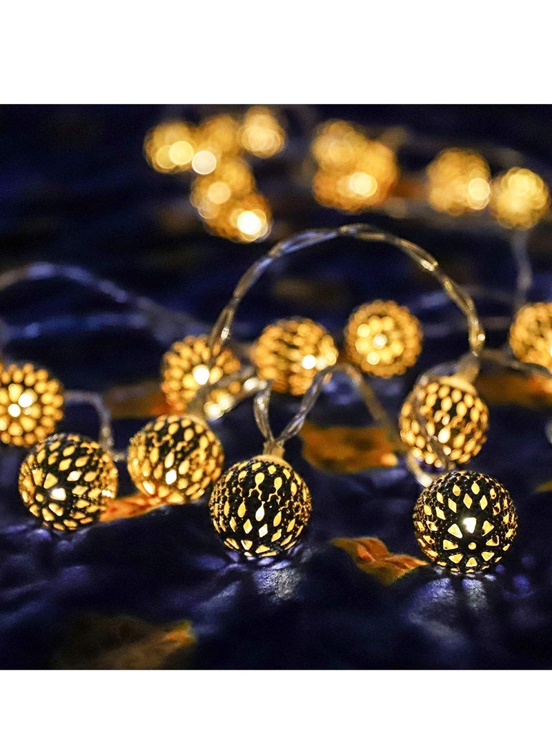 MIRADH Iron String Lights Moroccan Ball Multicolor 14 LED 3.2M Indoor Outdoor Decoration - Image 3