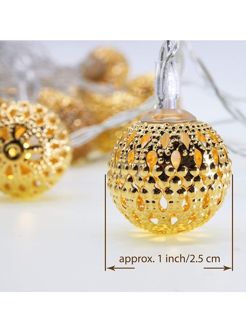 MIRADH Iron String Lights Moroccan Ball Multicolor 14 LED 3.2M Indoor Outdoor Decoration - Image 4