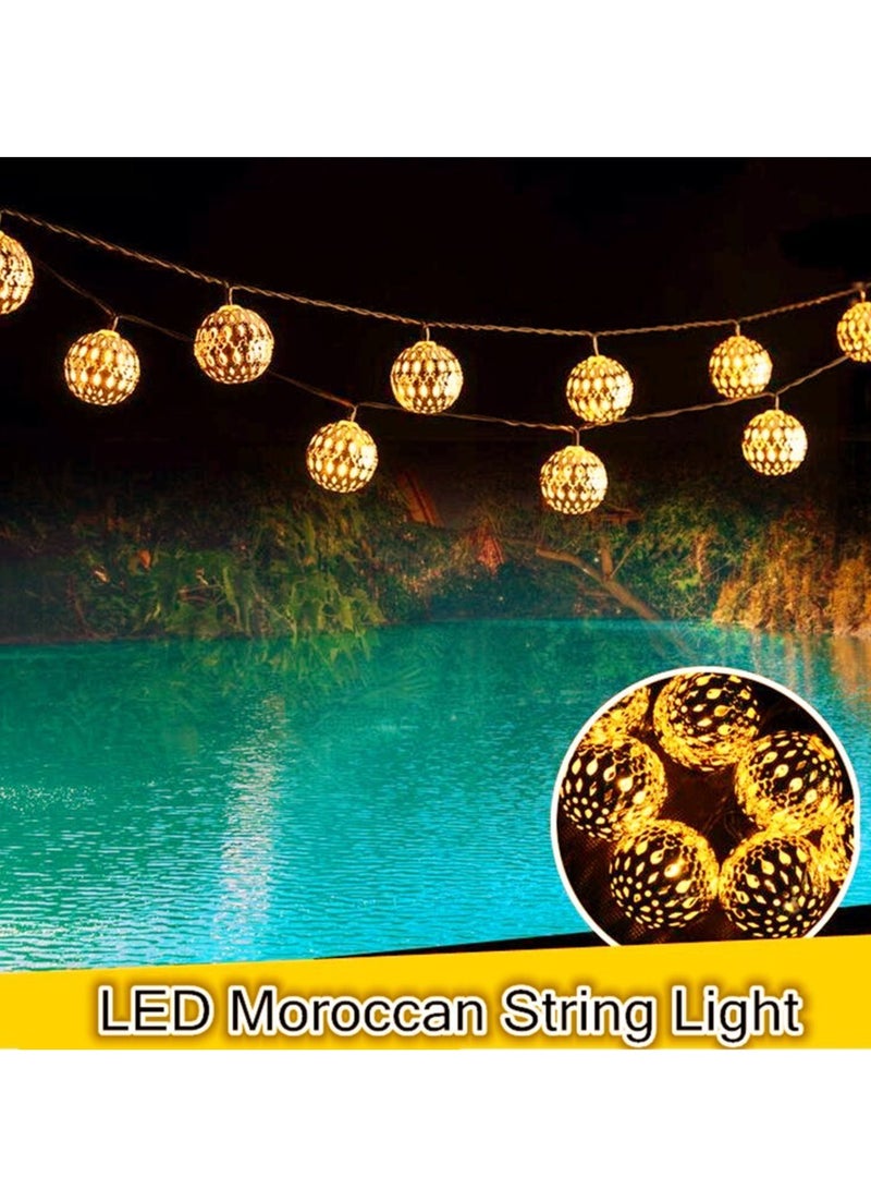 MIRADH Iron String Lights Moroccan Ball Multicolor 14 LED 3.2M Indoor Outdoor Decoration - Image 5