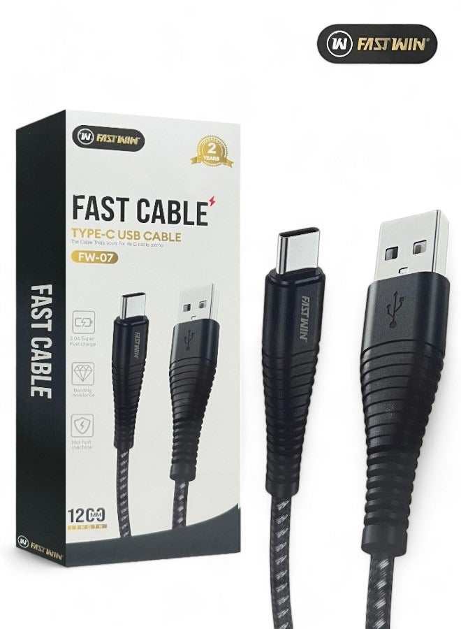 Fastwin Certified USB A to USBC Fast Charging Data Cable, Nylon Braided Android Auto Power Bank Cable for iPhone 16 Pro Max/16 Pro/16 Plus/16/15 Pro Max/15 Pro/15 and Samsung Galaxy S23 S22 S21 A54 S24 Flip 5 Fold 5 (Also Support Sony Handsfree 5 Charging)