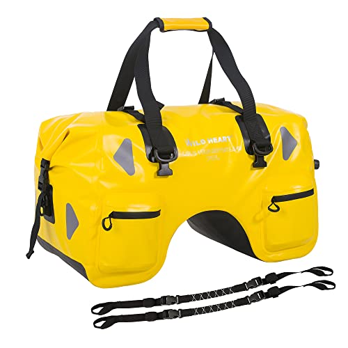 WILD HEART Dry Motorcycle Tail bag 70L With Rope Straps and Inner Pocket Waterproof PVC 500D for Travel,Motorcycle and so on (yellow) - Image 1