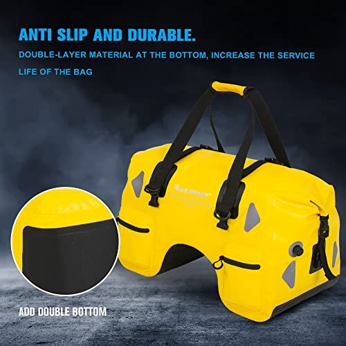 WILD HEART Dry Motorcycle Tail bag 70L With Rope Straps and Inner Pocket Waterproof PVC 500D for Travel,Motorcycle and so on (yellow) - Image 4