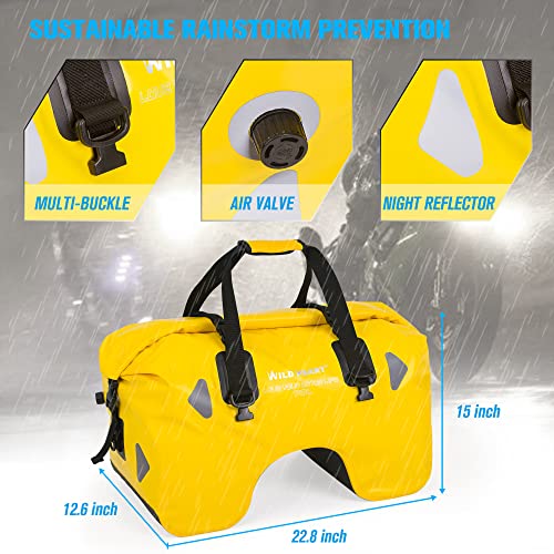 WILD HEART Dry Motorcycle Tail bag 70L With Rope Straps and Inner Pocket Waterproof PVC 500D for Travel,Motorcycle and so on (yellow) - Image 3
