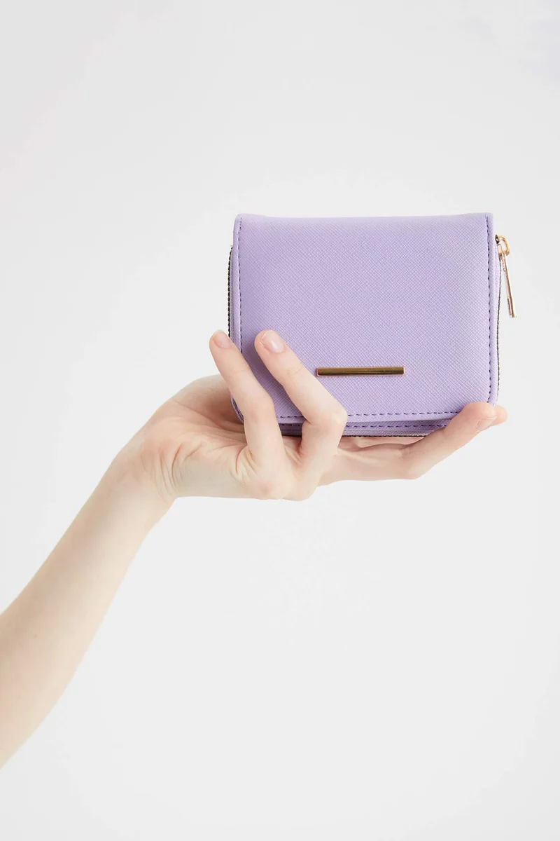 ديفاكتو Women's Faux Leather Zipper Wallet
