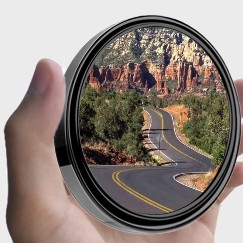 ESreake 2PCS Small Blind Spot Mirror 3inch Round HD Glass Convex Rear View Mirror Strong Adhesive for Car Van SUV and Trucks 375mm Black Frame