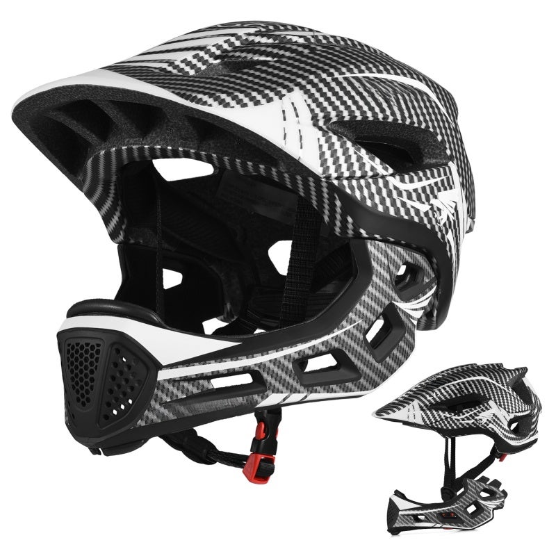 Kids Full Face Helmet: Dark Gray 2-In-1 Detachable Design - Integrally-Molded Impact Protection Adjustable Size 13 Ventilation Vents for Kids Cycling Skateboarding Scooter Sports - Image 1