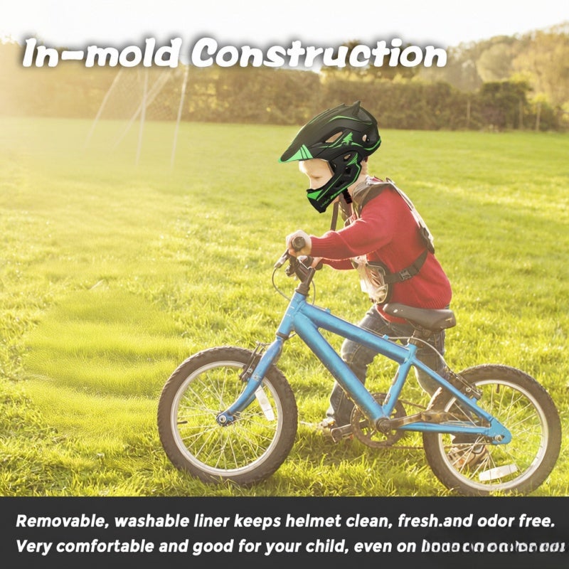 Kids Full Face Helmet: Dark Gray 2-In-1 Detachable Design - Integrally-Molded Impact Protection Adjustable Size 13 Ventilation Vents for Kids Cycling Skateboarding Scooter Sports - Image 4