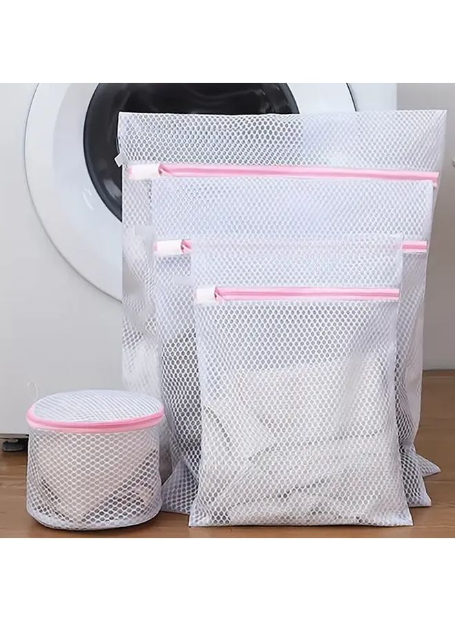 Set Of 4 Durable Mesh Laundry Bags With Zippers For Delicates Underwear And Clothes Ideal For Washing Machine - Image 1