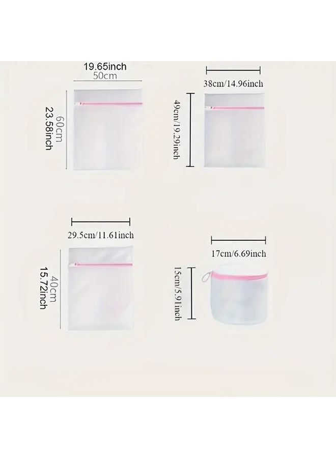 Set Of 4 Durable Mesh Laundry Bags With Zippers For Delicates Underwear And Clothes Ideal For Washing Machine - Image 3
