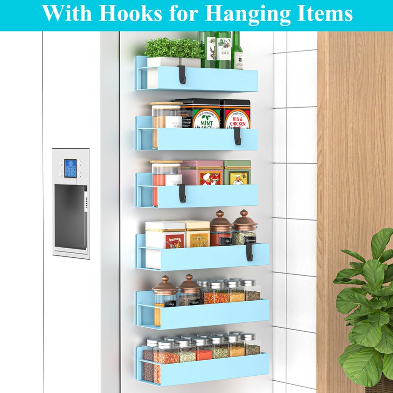 HuggieGems 6 Pack Magnetic Spice Storage Rack Organizer for Refrigerator and Oven, Blue Fridge Organizers and Storage - Image 2