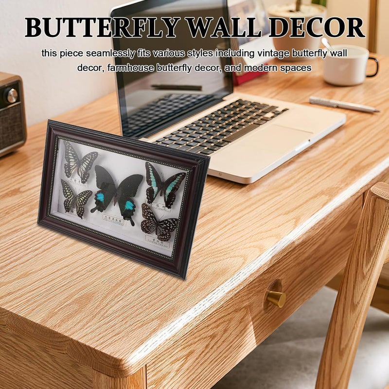 Arabest Butterfly Specimen Shadow Box: Vintage Butterfly Display Frame - Botanical Specimen Photo Frame for Natural History Wall Art and Farmhouse Home Decor - Image 4