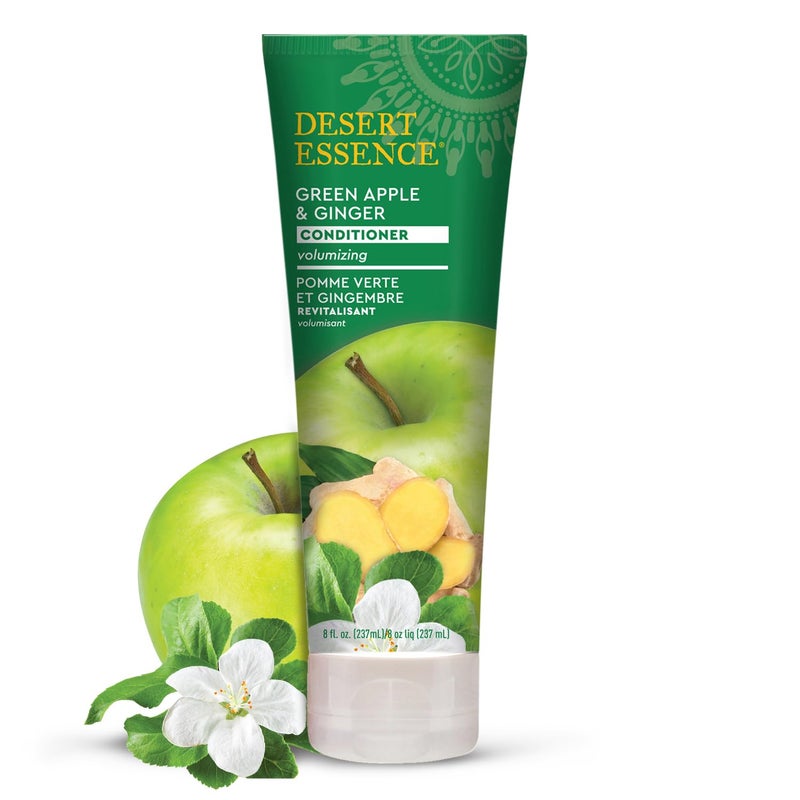 Desert Essence Green Apple and Ginger Conditioner - 8 fl oz - Volume for Fine Hair - Moisturizing, Thickening, Volumizing - w/Organic Extracts and Oils, Vitamins, Antioxidants - Paraben-Free