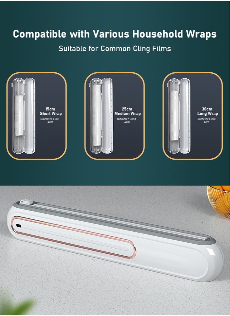 Perfii Food Wrap Dispenser, Reusable Cling Film Dispenser with Slide Cutter for Reusable Foil and Sealing Film Cutter  - Image 2